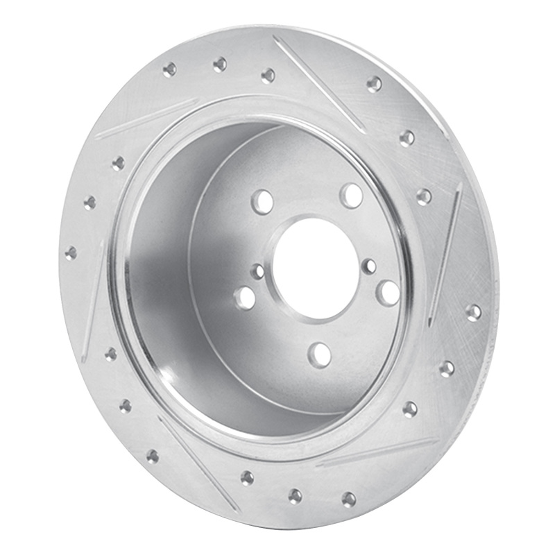 Subaru Outback Brake Rotor (1) - Rear Left - R1 Concepts - Drilled & Slotted - Silver - `05-`09